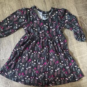 Picapino Black and Pink Floral Kids Dress 12 months